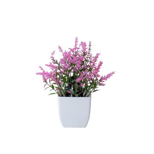 Lebhafte farbige Topfpflanze, pflegeleicht, künstlicher Bonsai, Lavendel, realistische Simulation, Fake für den Hausgarten Rosa von Leadrop