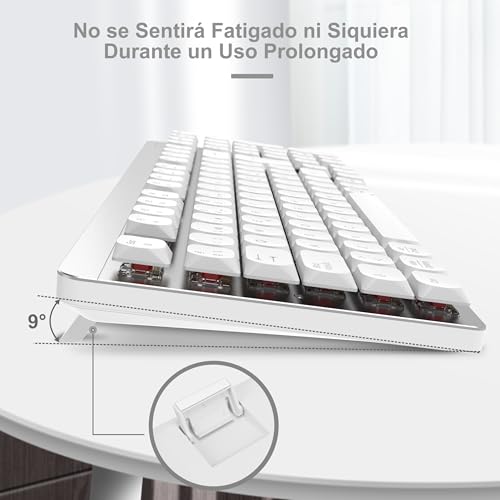 LeadsaiL FA98 Mechanische Tastatur mit niedrigem Profil, kabellose Tastatur und Maus mit rotem Switch, 2,4 GHz Verbindung, spanische QWERTY-Tastatur mit numerischer Tastatur für Windows, Mac von LeadsaiL