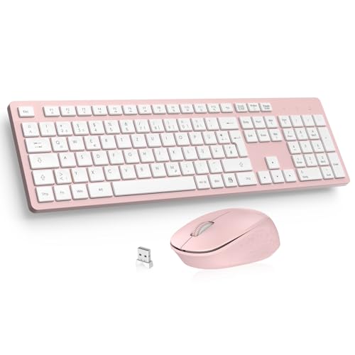 LeadsaiL K786 Tastatur Maus Set Kabellose, Tastatur und Maus, QWERTZ Deutsches Layout Funktastatur mit Maus, Flüsterleiser Tastenanschlag, 2.4 GHz mit 2-in-1 USB Nano Empfänger für PC/Laptop von LeadsaiL
