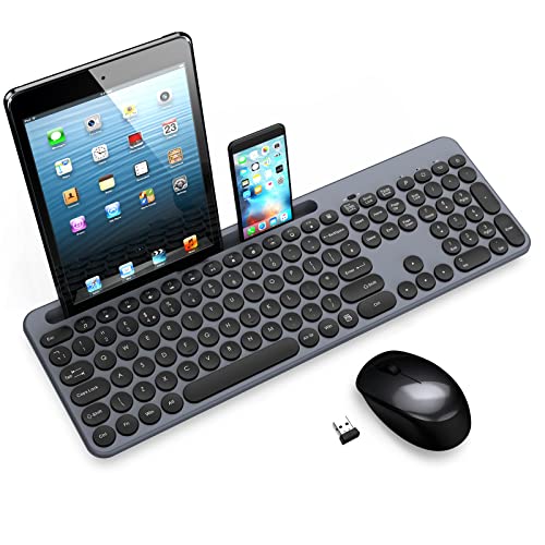 LeadsaiL Kabellose Tastatur und Maus-Set, ergonomische USB-QWERTY-Tastatur und leise kabellose Maus für Windows, Laptop, PC, Desktop/Mac OS - Gray von LeadsaiL