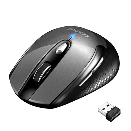 LeadsaiL Leise Kabellose Maus 2,4 GHz 1600 DPI Optical Tracking, 6 Tasten Optische Computermaus, PC Maus mit USB Nano Empfänger, Kompatibel mit PC, Mac, Laptop - Grau von LeadsaiL