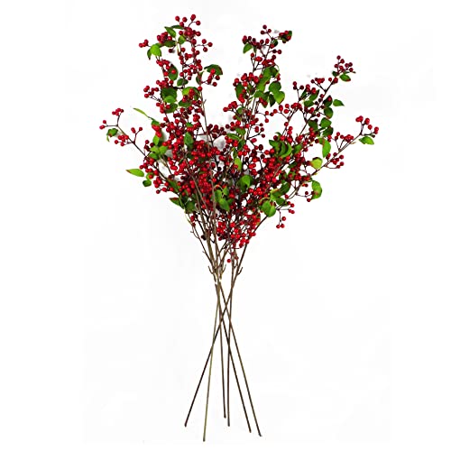 Leaf Design UK Künstliche Weihnachtsbeeren-Zweige Berries 6 Stück Rot 80 cm von Leaf