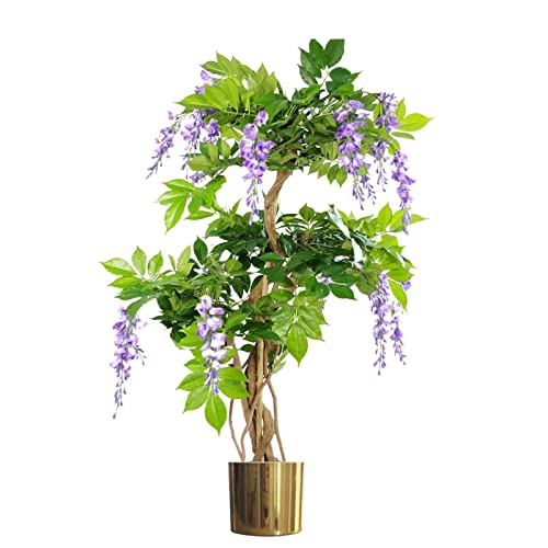 Leaf Design UK Künstlicher Glyzinienbaum, 110 cm, Violett/goldfarben von Leaf