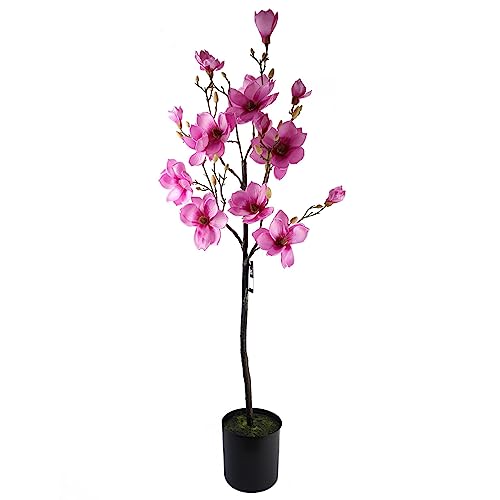 Leaf Design UK Realistischer künstlicher Blütenbaum, 140 cm, Rosa Magnolie von Leaf