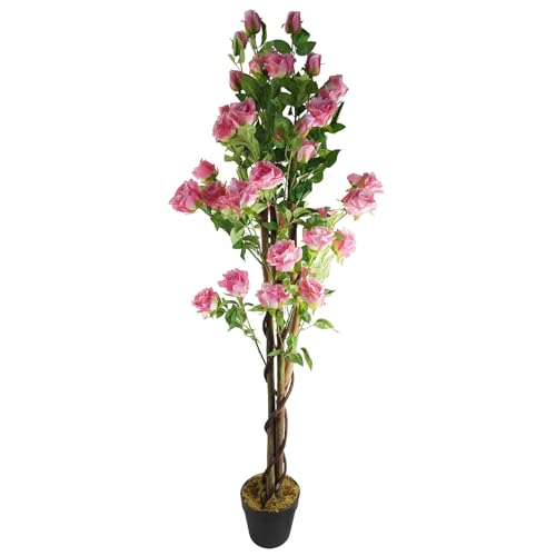 Leaf Design UK Realistischer künstlicher Blütenbaum, 150 cm, rosa Rose von Leaf