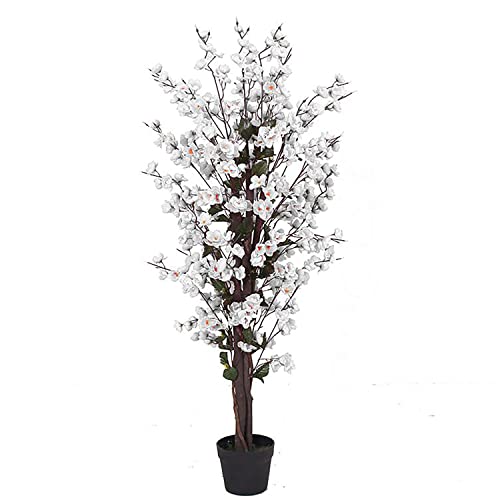 Leaf Design UK Realistischer künstlicher Blütenbaum, gedrehtes Weiß, 120 cm von Leaf