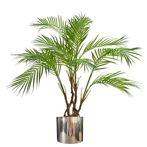 Leaf Große realistische künstliche Palme mit Blättern, Naturbelassener Areca 90cm Silber, 90 cm von Leaf