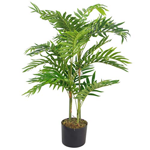 Leaf Areca Künstliche Mini-Palme, 80 cm, mit Topf, Verschiedene Materialien, 60 cm Große Handfläche von Leaf