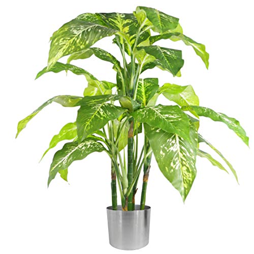 Leaf Künstliche Pflanze für Füchse, Aglaonema, gepunktet, 100 cm, with Metal Planter, LEAF-7013-7202 von Leaf