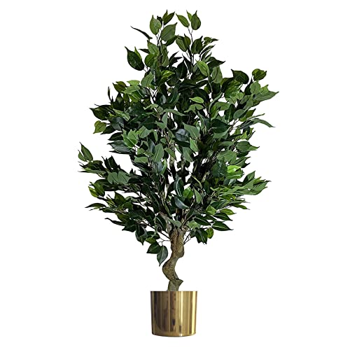 Leaf Künstlicher Baum im Topf, gemischte Materialien, 100 cm Busch, Ficus-Gold von Leaf