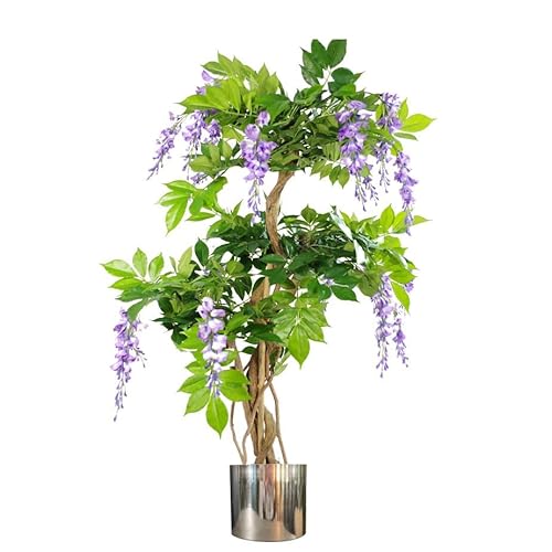 Leaf Künstlicher Blütenbaum, Metall, 110 cm, Violett/silberfarben von Leaf