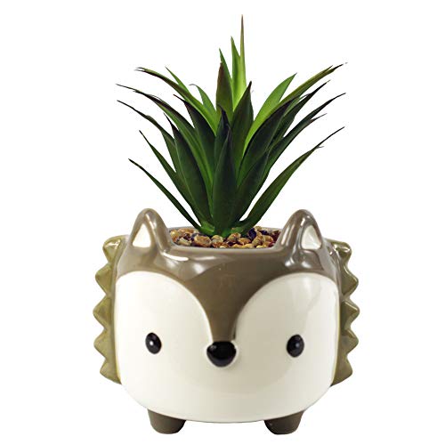 Leaf Pflanzgefäß Fuchs aus Keramik mit optionaler Pflanze, künstliche Dracaena, 18 cm von Leaf