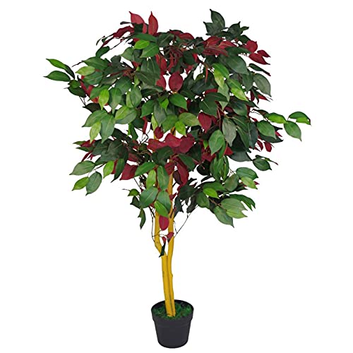 Leaf Realistischer künstlicher Ficusbaum/Pflanze, 120 cm, Rot/Grün von Leaf