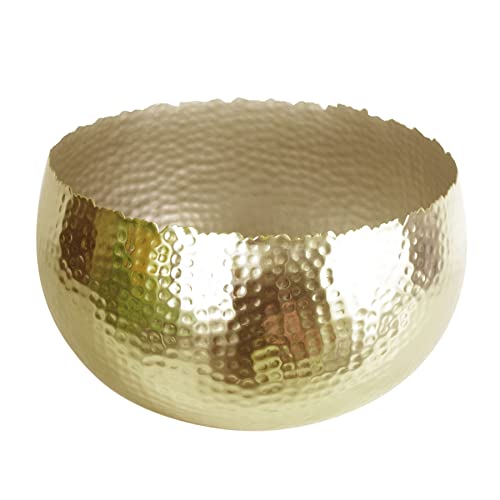 Leaf Übertopf aus Metall, gerader Rand, gehämmert, reflektierend, goldfarben, 32 cm von Leaf