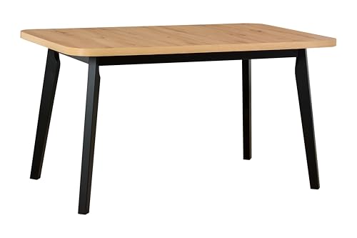 LeafDesign Ausziehbarer Esstisch- Oval- Esszimmertisch- Küchentisch-Hölzerne Beine in Schwarz - Tischplatte in Artisan- Moderner Stil- Für 6-8 Personen, 80x 140-180 von LeafDesign