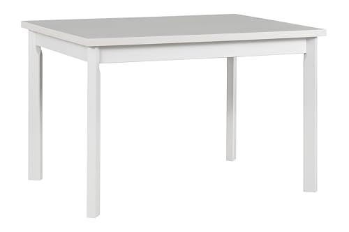 LeafDesign Ausziehbarer Esstisch- Rechteckige- Esszimmertisch- Küchentisch-Esszimmertisch für Restaurant- Hölzerne Beine in Weiß - Laminatplatte in Weiß- 80x 140-180, Made in UE von LeafDesign