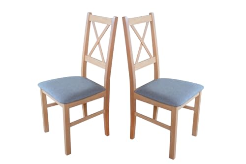 LeafDesign Esszimmerstühle Holz - Esszimmerstuhl 120 kg - Stuhl Buche Massiv - Stühle Esszimmer 2er Set - Holzstuhl - Esstischstühle - Küchenstühle 2er Set - Natur Buche von LeafDesign