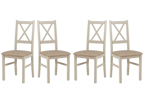 LeafDesign Esszimmerstühle Holz - Esszimmerstuhl 120 kg - Stuhl Buche Massiv - Stühle Esszimmer 4er Set - Holzstuhl - Esstischstühle - Küchenstühle 4er Set - Kaschmir von LeafDesign