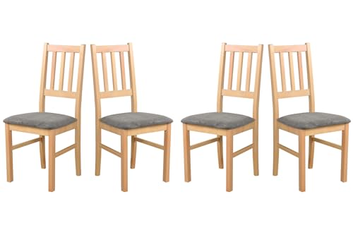 LeafDesign Küchenstühle 4er Set - Stuhl Buche Massiv - Esszimmerstuhl 120 kg - Stühle Esszimmer 4er Set - Holzstuhl - Esstischstühle - Esszimmerstühle Holz - Graphit - Hygge 91 von LeafDesign