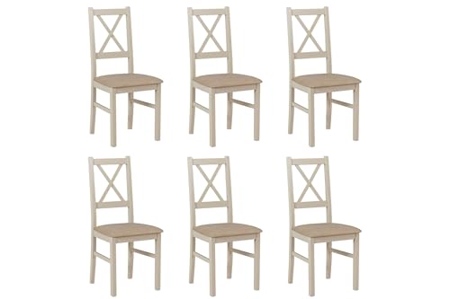 LeafDesign Esszimmerstühle Holz - Esszimmerstuhl 120 kg - Stuhl Buche Massiv - Stühle Esszimmer 6er Set - Holzstuhl - Esstischstühle - Küchenstühle 6er Set - Kaschmir von LeafDesign
