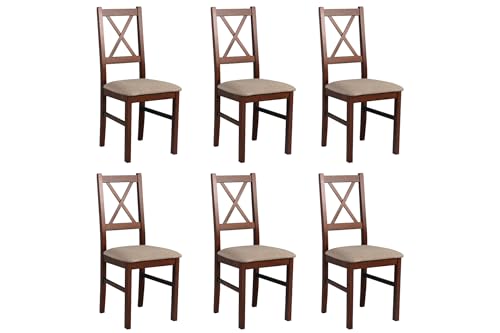 LeafDesign Esszimmerstühle Holz - Esszimmerstuhl 120 kg - Stuhl Buche Massiv - Stühle Esszimmer 6er Set - Holzstuhl - Esstischstühle - Küchenstühle 6er Set - Nussbaum von LeafDesign