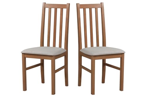 LeafDesign Esszimmerstuhl, Holz Eiche Massiv Stuhl Stühle Küchenstuhl – Set 2X Bos 10 hell nussbaum, soro 23 von LeafDesign