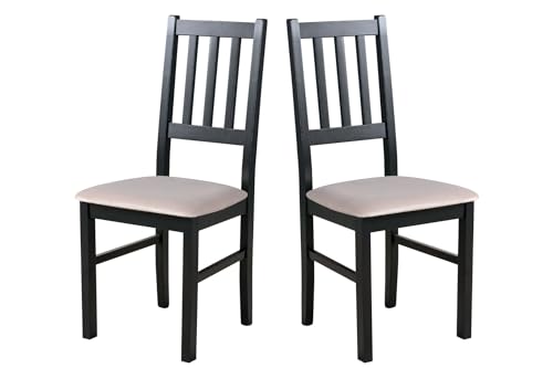 LeafDesign Esszimmerstuhl, Holz Eiche Massiv Stuhl Stühle Küchenstuhl – Set 2X Bos 4 (Paros 2, schwarz) von LeafDesign