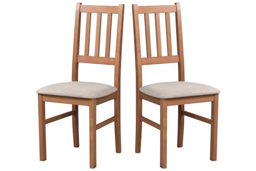 LeafDesign Esszimmerstuhl, Holz Eiche Massiv Stuhl Stühle Küchenstuhl – Set 2X Bos 4 (soro 23, hell nussbaum) von LeafDesign