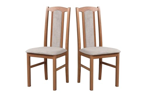 LeafDesign Esszimmerstuhl, Holz Eiche Massiv Stuhl Stühle Küchenstuhl – Set 2X Bos 7 (Buche, Hell nussbaum) von LeafDesign