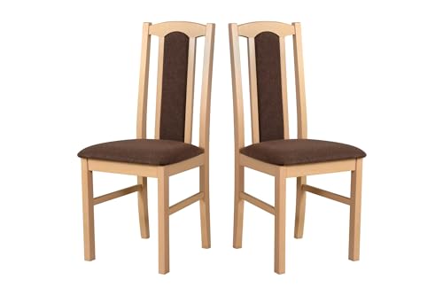 LeafDesign Esszimmerstuhl, Holz Eiche Massiv Stuhl Stühle Küchenstuhl – Set 2X Bos 7 (soro 28, Sonoma) von LeafDesign