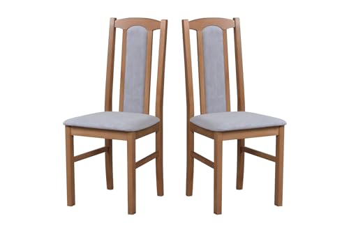 LeafDesign Esszimmerstuhl, Holz Eiche Massiv Stuhl Stühle Küchenstuhl – Set 2X Bos 7 (soro 90, hell nussbaum) von LeafDesign