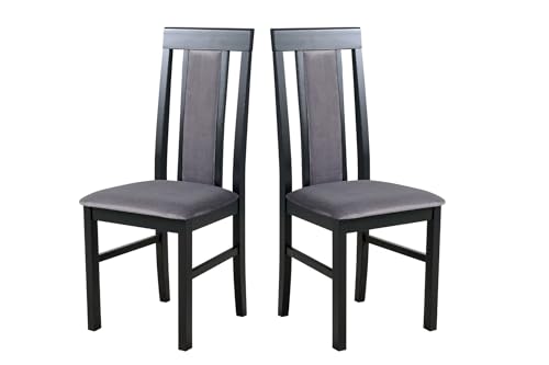 LeafDesign Esszimmerstuhl, Holz Eiche Massiv Stuhl Stühle Küchenstuhl – Set 2X Nilo 2 (Kronos 22, schwarz) von LeafDesign