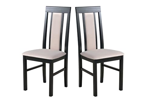 LeafDesign Esszimmerstuhl, Holz Eiche Massiv Stuhl Stühle Küchenstuhl – Set 2X Nilo 2 (Paros 2, schwarz) von LeafDesign