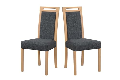 LeafDesign Esszimmerstuhl, Holz Eiche Massiv Stuhl Stühle Küchenstuhl – Set 2X Roma 5 Sonoma, Hygge 96 von LeafDesign