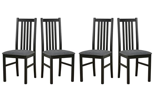 LeafDesign Küchenstühle 4er Set - Stuhl Buche Massiv - Esszimmerstuhl 120 kg - Stühle Esszimmer 4er Set - Holzstuhl - Esstischstühle - Esszimmerstühle Holz - Schwarz - Hygge 96 von LeafDesign
