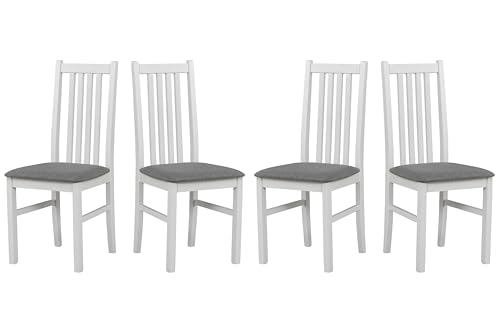 LeafDesign Küchenstühle 4er Set - Stuhl Buche Massiv - Esszimmerstuhl 120 kg - Stühle Esszimmer 4er Set - Holzstuhl - Esstischstühle - Esszimmerstühle Holz - Weiss - Hygge 91 von LeafDesign