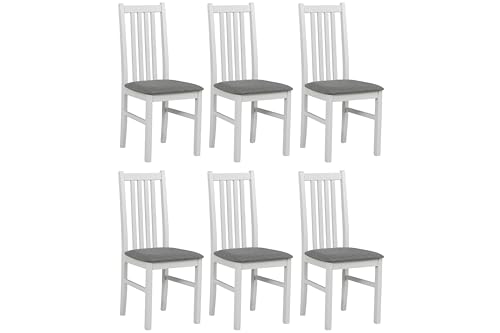 LeafDesign Küchenstühle 6er Set - Stuhl Buche Massiv - Esszimmerstuhl 120 kg - Stühle Esszimmer 6er Set - Holzstuhl - Esstischstühle - Esszimmerstühle Holz - Weiss - Hygge 91 von LeafDesign