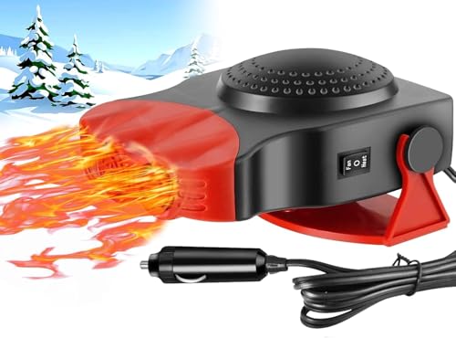 Leaflai Autoheizung Anti-Fog 12V Auto Ventilator, Tragbare Kühlluftventilator 150W mit Heiz-/Kühlfunktion Plug-in Zigarettenanzünder Luftkühlventilator für 12Volt Autos von Leaflai