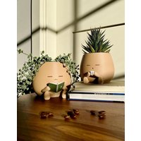 Tot Mit Drink Gemütlicher Übertopf Kaffee-Liebhaber-Planter Nettes Kaffee-Dekor-Pflanzengeschenk Für Sie, Ihn Und Pflanzenliebhaber Klare Töpfe von LeafyPlarent