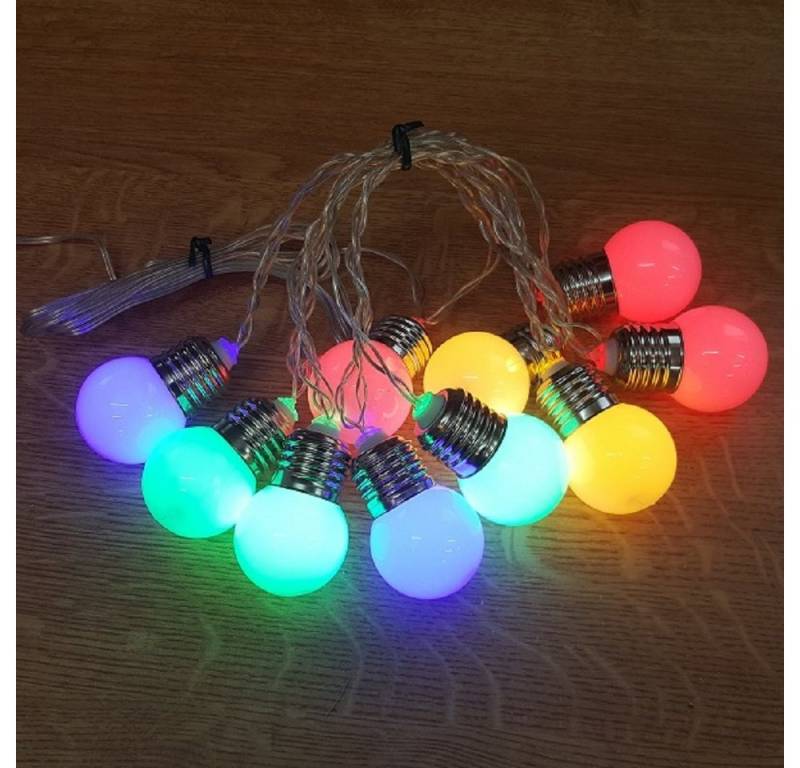 Lealight LED-Lichterkette JFLA7C LED Party Lichterkette Glühbirne 10er bunt / kaltweiß 8 Funkt. von Lealight