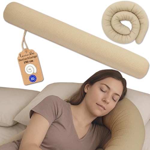 Leanbe Bettschlange Stillkissen – Weiche Bettrolle & Seitenschläferkissen – Vielseitiges Lagerungskissen für Erwachsene & Deko (150 cm) von Leanbe