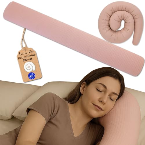Leanbe Bettschlange Stillkissen – Weiche Bettrolle & Seitenschläferkissen – Vielseitiges Lagerungskissen für Erwachsene & Deko (200 cm) von Leanbe