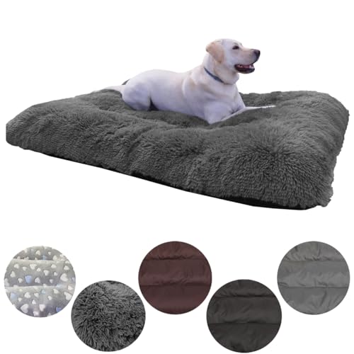 Leanbe Hundebett Hundekissen Hundematratze Ruheplatz Hunde Matratze (Grau Shaggy, XXL:140x95x14cmm) von Leanbe