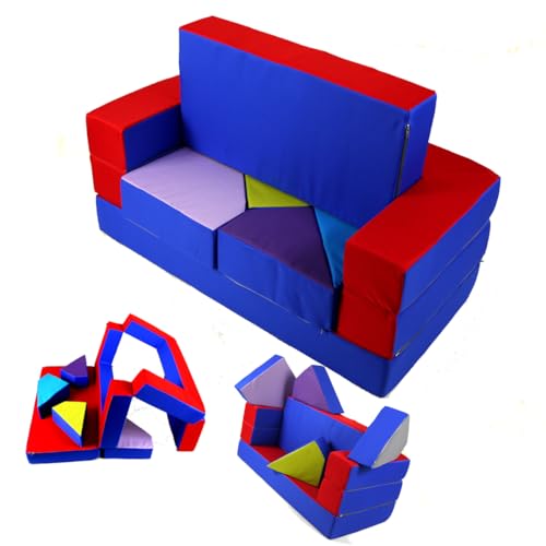 Leanbe Spielsofa 4in1 Kindersofa Puzzle Couch Kinderzimmersofa Spielmatratze fürs Kinderzimmer Kindermöbel (Rot) von Leanbe