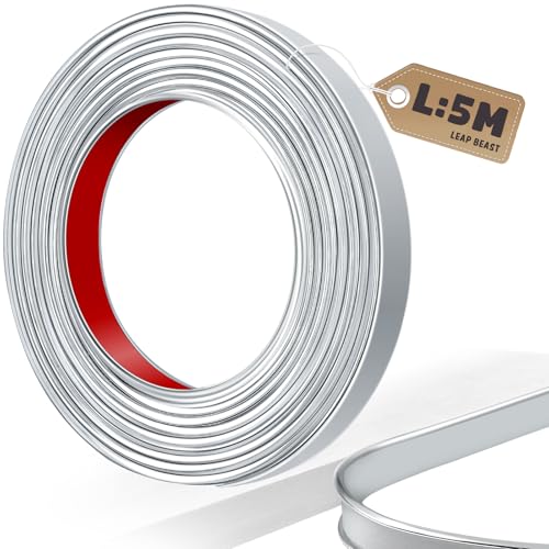 LeapBeast U-Form Selbstklebend Möbelkantenband, 5 Meter Möbelkantenband Flexible PVC Faltbarer Kantenschutz für Tische Bettkanten Nachttische Wand Ecken Esstische Kommoden Möbel (Silber, 25mm) von LeapBeast