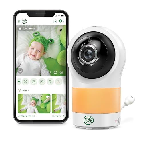 LeapFrog LF1911 Smartes WiFi-Babyphone mit Video in FHD 1080p, kostenlose App mit Bewegungs- und Geräuscherkennung, farbige Nachtsicht, Privacy-Modus, Fernsteuerung von Rotation-Neigung-Zoom von LeapFrog