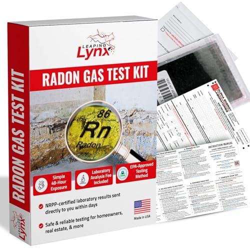 Home Radon Gas Test Kit – Premium EPA-zugelassenes Detektor-Testmethode, NRPP-zertifizierte Laborergebnisse mit schneller Analyse-Umdrehung – Laboranalyse-Gebühr enthalten von Leaping Lynx
