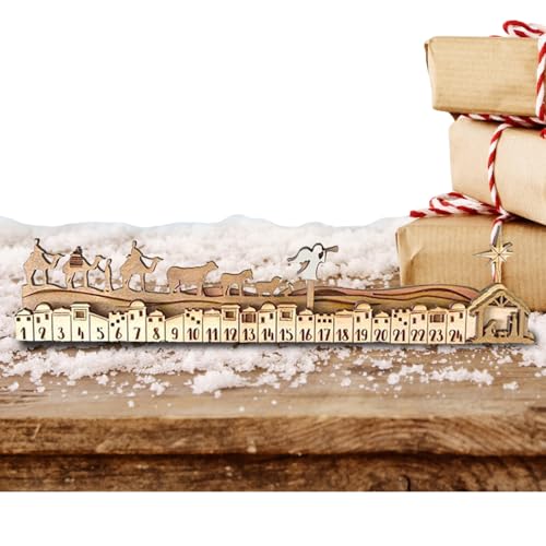 Adventskalender Desktop-Dekorationen - Weihnachtsschmuck aus Holz Adventskalender | Detaillierte Handarbeit aus Holz für Bücherregal Mädchen - Für von LearnLyrics