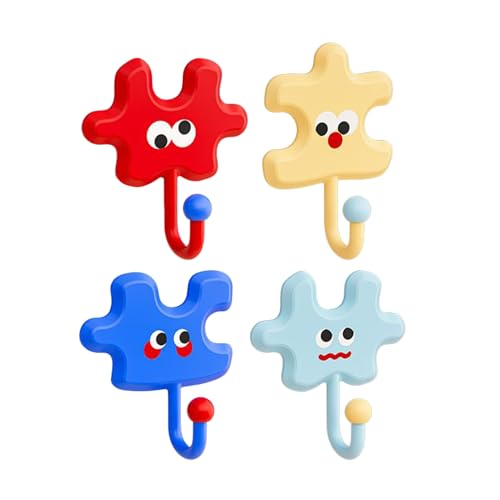 Cartoon-Puzzle-Schlüsselhaken-Organizer – Klebstoffe, wandmontierter Schlüsselhalter, Stick-Hakenleiste, Aufbewahrung, langlebig, Zuhause, Wohnung, Schlafsaal, Raumzubehör, dekorativer Küchen von LearnLyrics