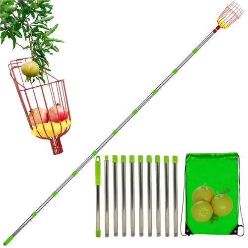 Fruit Harvester Stick – Teleskop-Obstsammler, rostbeständige Sammeltasche, leichtes ausziehbares Werkzeug, Heimgarten, -Picking-Gadget | Pfirsich-Orangenkirsch-Gerät für den Heimgebrauch von LearnLyrics